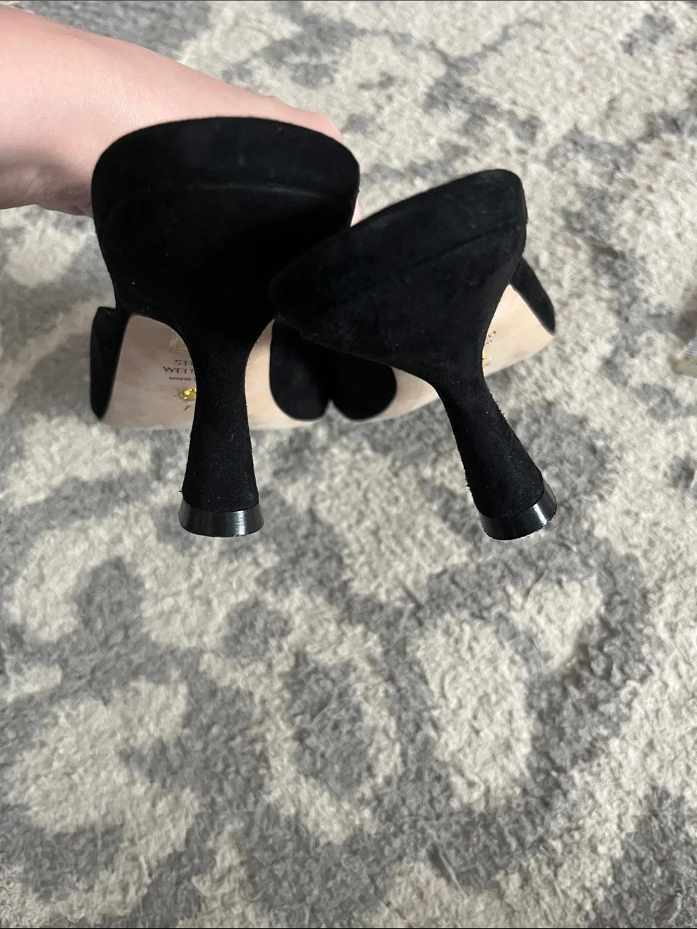 Stuart Weitzman Tia Square Toe Suede Mule Sandal